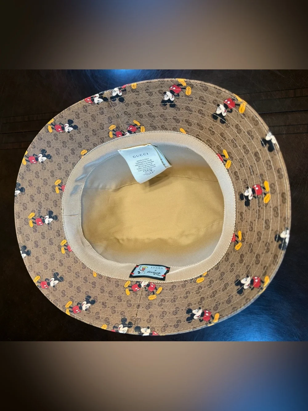 New Authentic Gucci GG x Disney Mickey Mouse Logo Bucket Hat Brown Size M - Picture 11 of 14